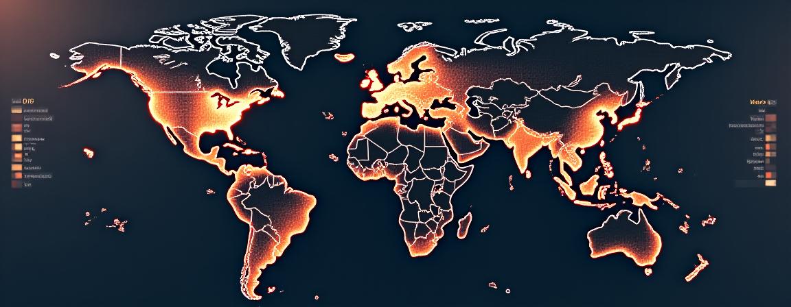 Abstract dashboard showing weather patterns over a logistics map